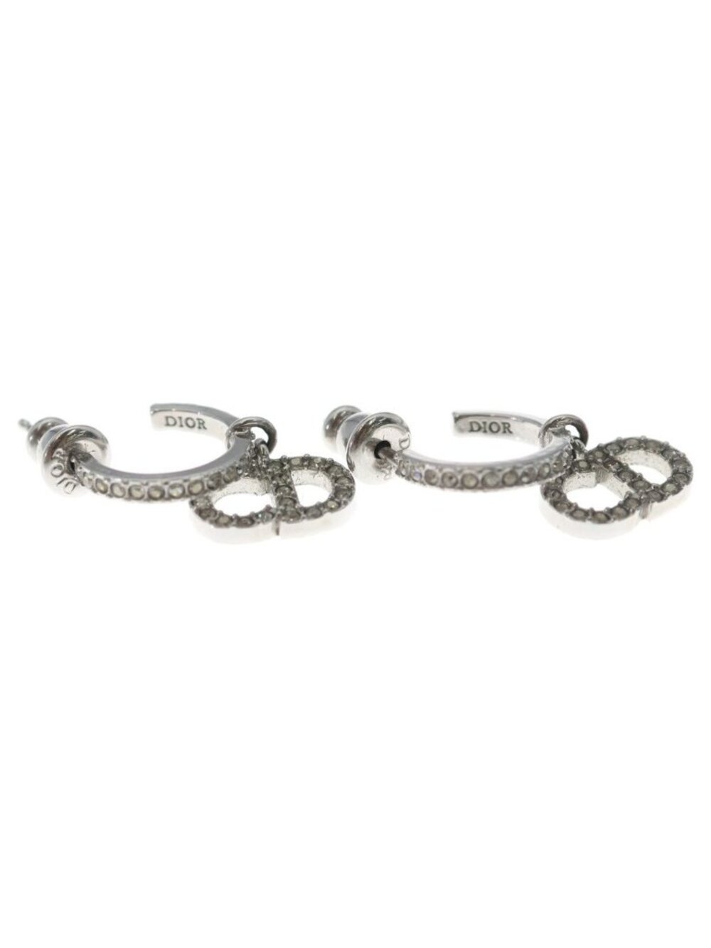 ★SOLD★ Dior Clair de Lune CD Logo Line Stone Earrings Silver Metal Crystal - Picture 4 of 6